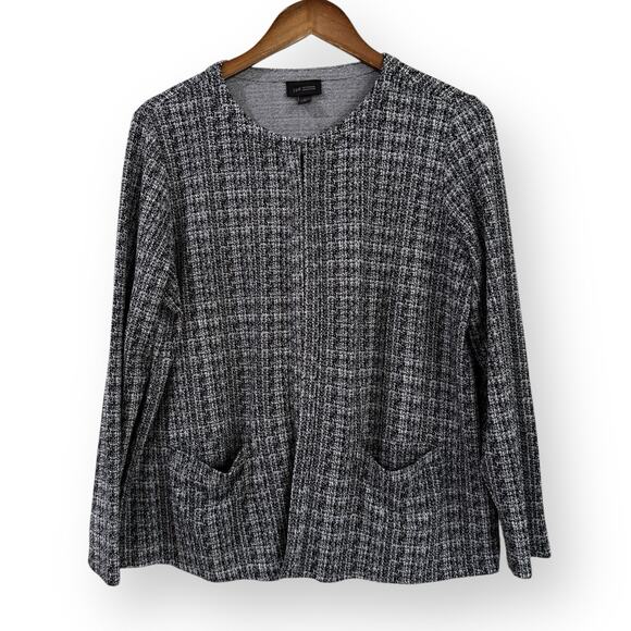 J Jill Cardigan Women Medium Petite Black Tweed Long Sleeve Wearever Collection - Picture 1 of 10
